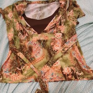 Floral Wrap Top - Multicolor
